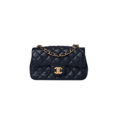 CHANEL CAVIAR QUILTED MINI FLAP NAVY 1029749 (20*11*6cm)